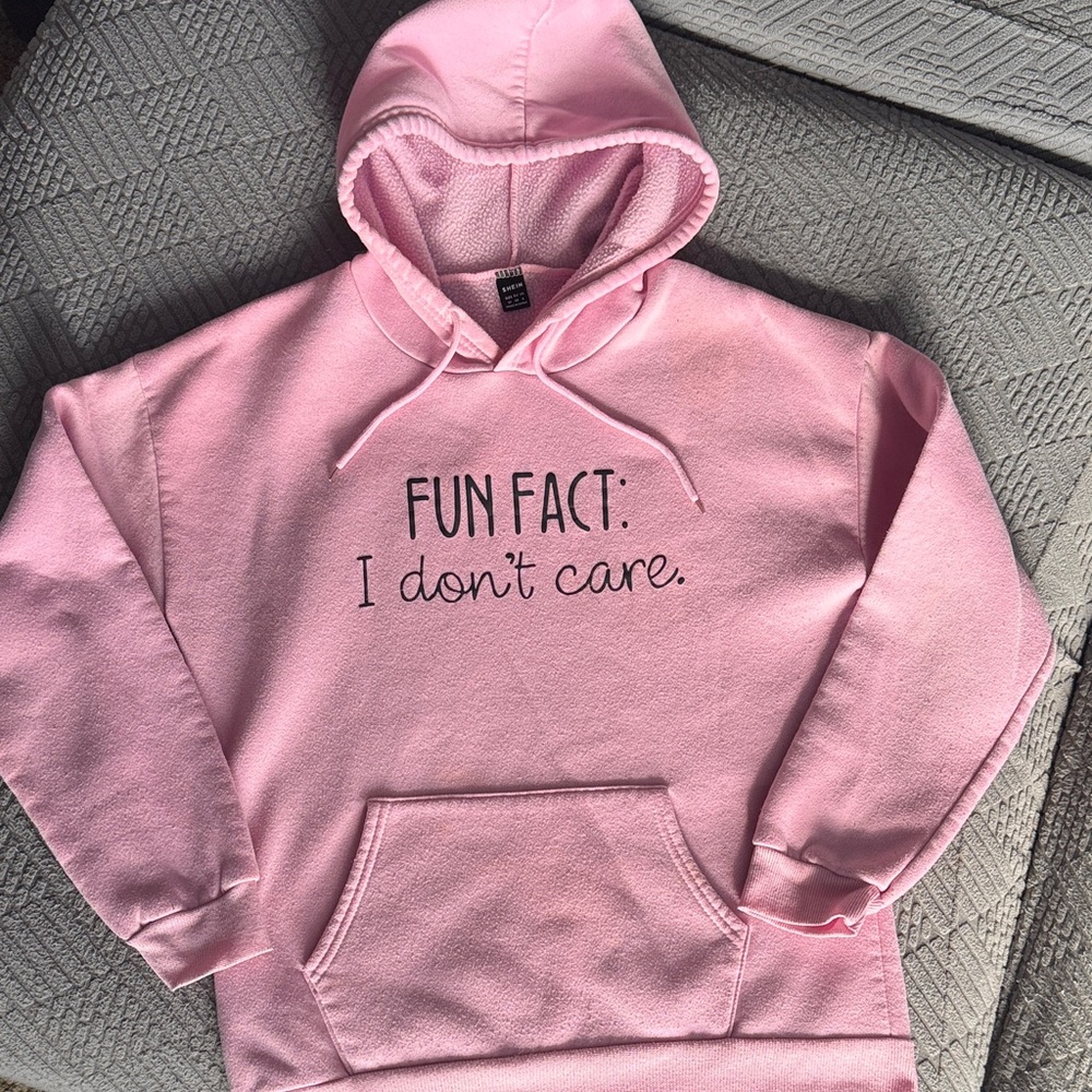 SHEIN Pink Hoodie with Fun Fact Print
